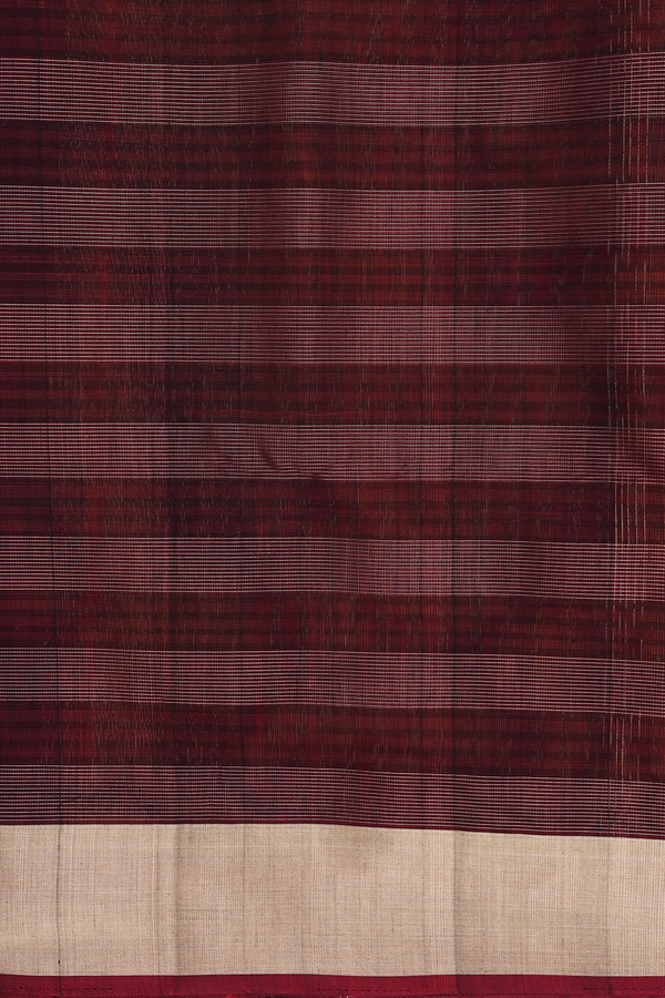 Kora Silk Cotton Saree In Golden Brown With Checks Design