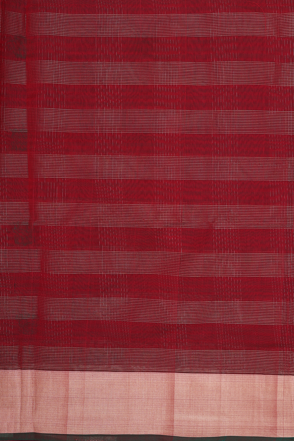 Kora Silk Cotton Saree In Red With Checks Design