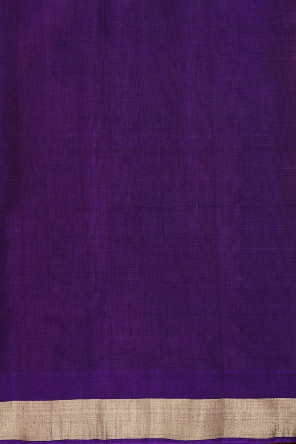 Kora Silk Cotton Saree In Purple With Paisley Buttas