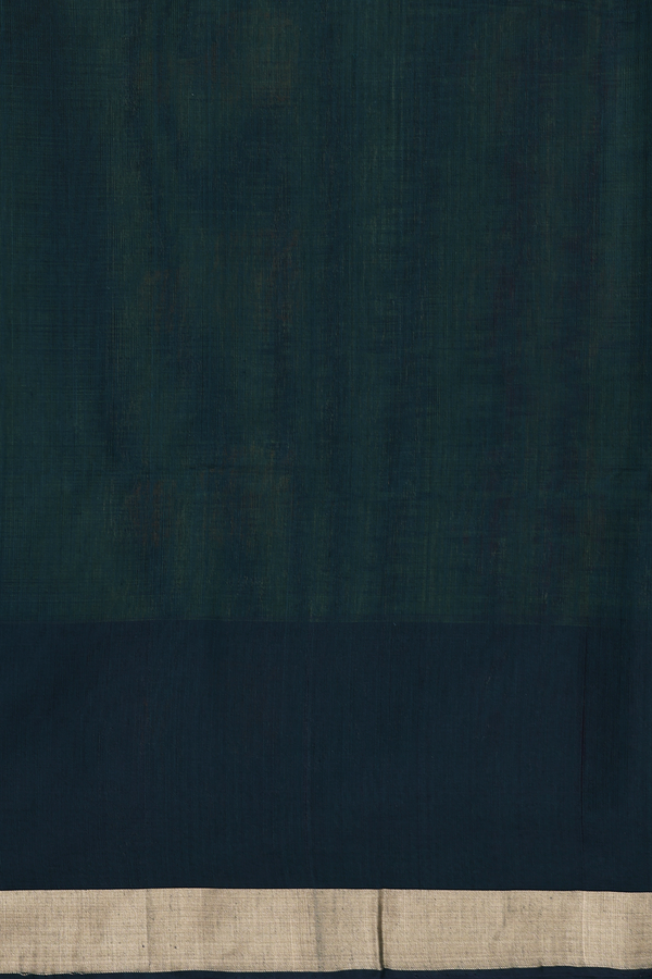 Kora Silk Cotton Saree In Leaf Green With Paisley Buttas