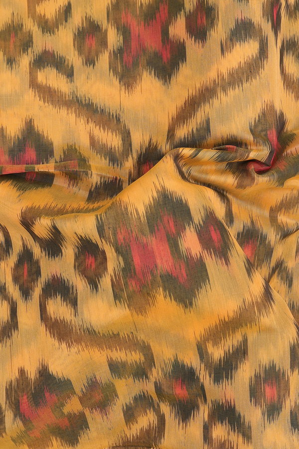 Kora Silk Cotton Saree In Yellow With Allover Design