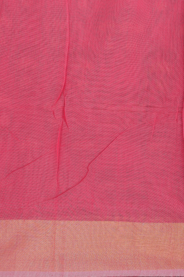 Kora Silk Cotton Saree In Dusty Red With Ikat Design