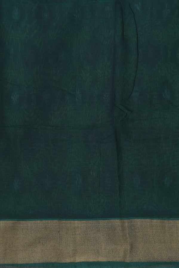 Kora Silk Cotton Saree In Fern Green With Ikat Design