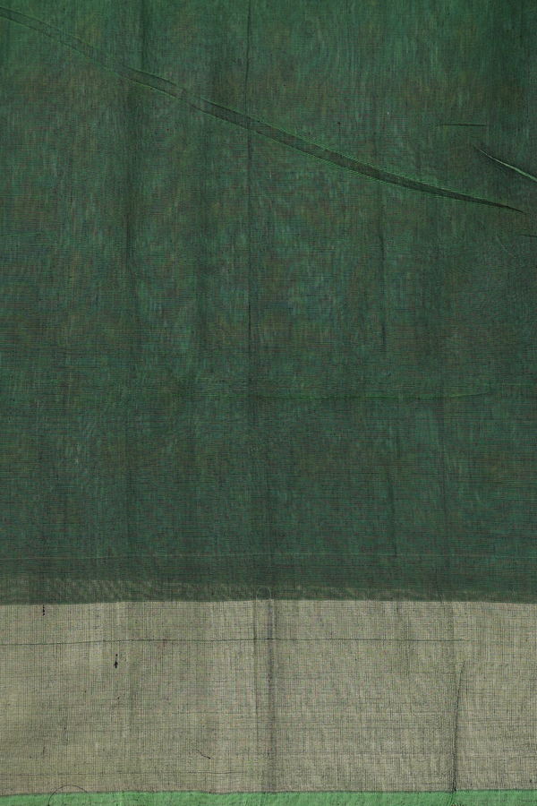Kora Silk Cotton Saree In Green With Diamond Design