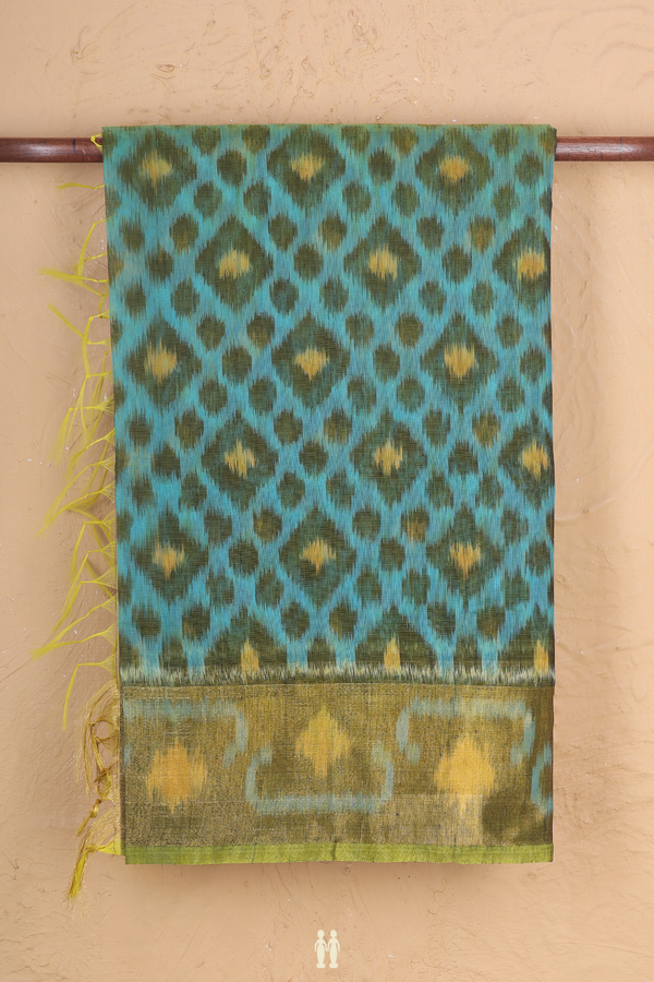 Kora Silk Cotton Saree In Green With Allover Design