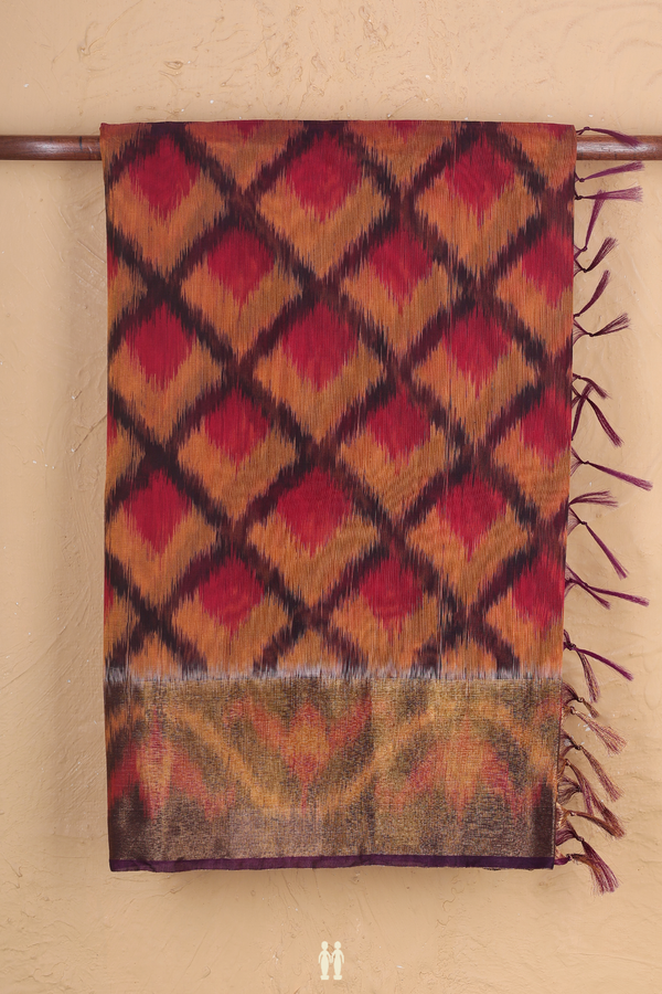 Kora Silk Cotton Saree In Deep Purple With Allover Design