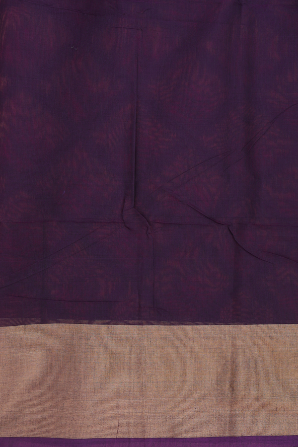 Kora Silk Cotton Saree In Deep Purple With Allover Design