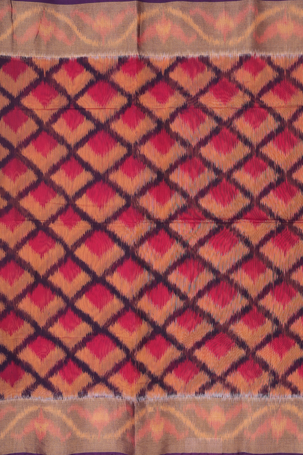 Kora Silk Cotton Saree In Deep Purple With Allover Design