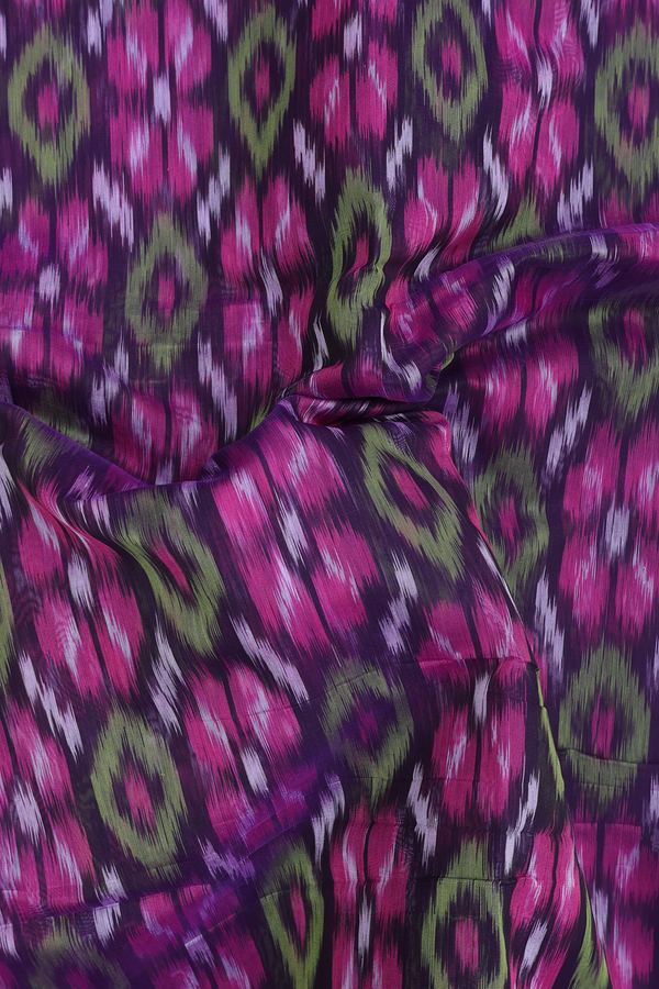 Kora Silk Cotton Saree In Deep Purple With Allover Design