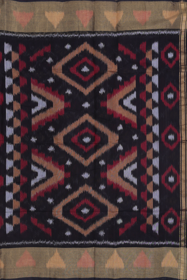 Kora Silk Cotton Saree In Black With Allover Design