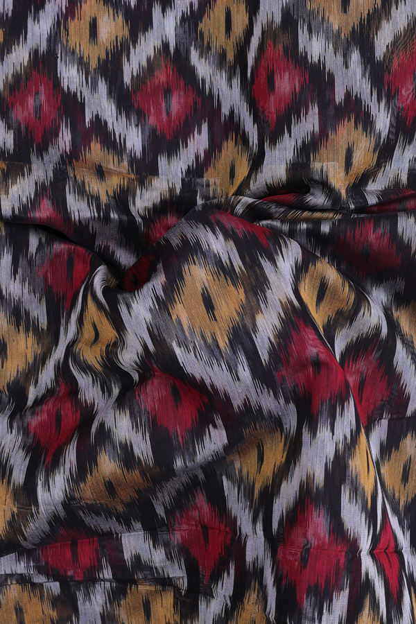 Kora Silk Cotton Saree In Black With Allover Design
