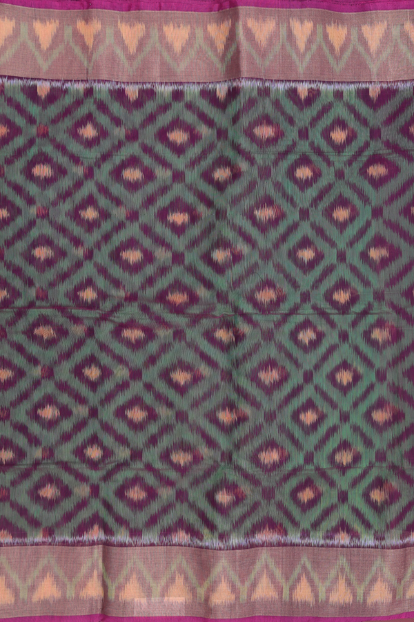 Kora Silk Cotton Saree In Dual Tone With Diamond Design