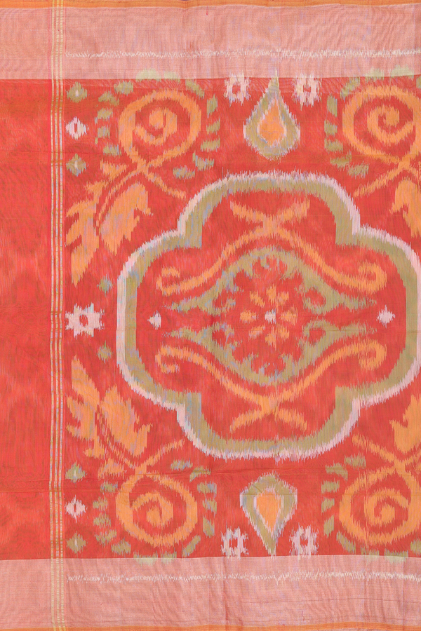 Kora Silk Cotton Saree In Cream Color With Allover Design