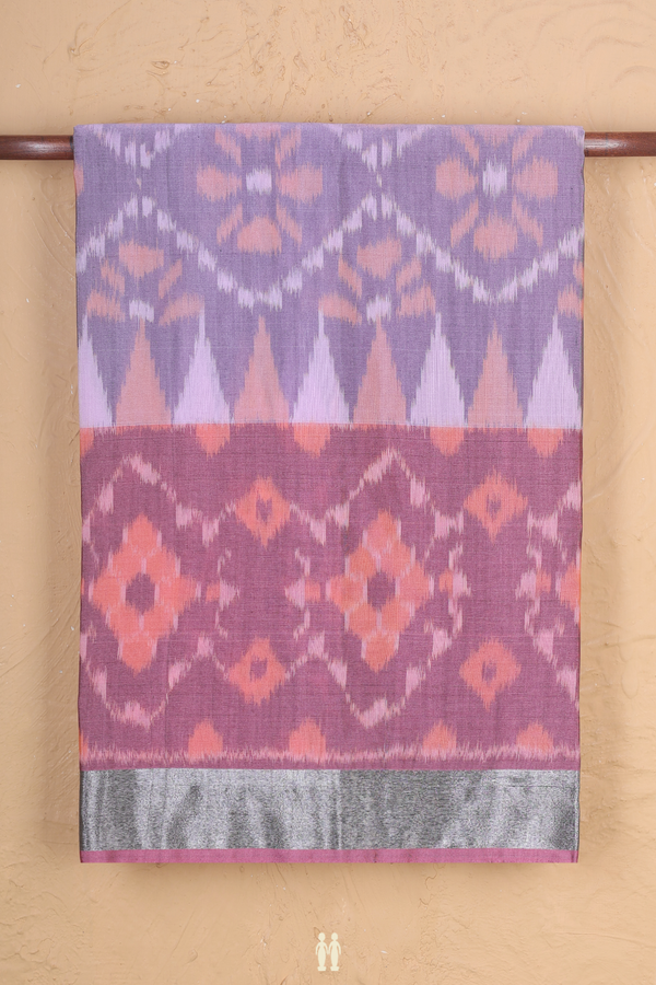 Kora Silk Saree In Purple With Floral Design