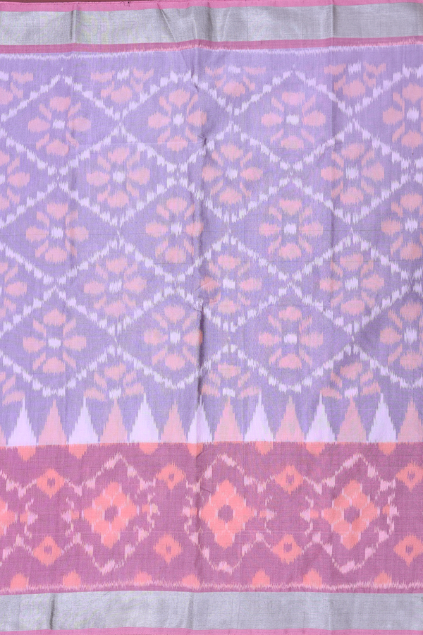 Kora Silk Saree In Purple With Floral Design