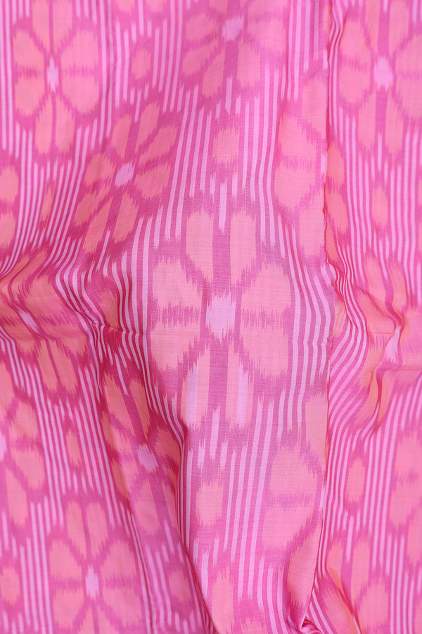 Kora Silk Cotton Saree In Pink With Floral Design