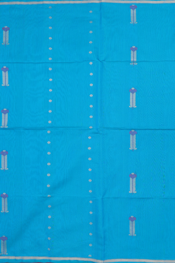 Kora Silk Cotton Saree In Blue With Allover Design