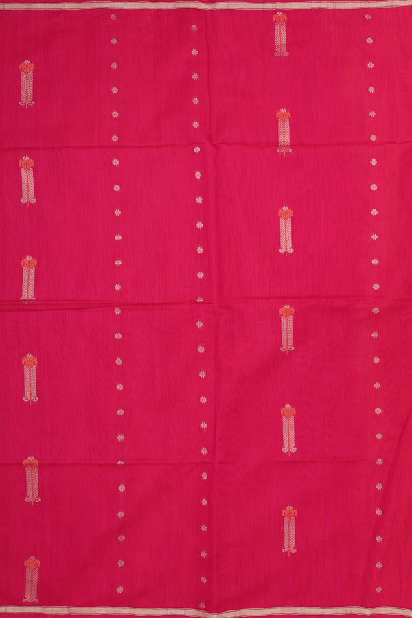 Kora Silk Cotton Saree In Rani Pink With Allover Design