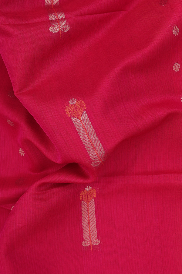 Kora Silk Cotton Saree In Rani Pink With Allover Design