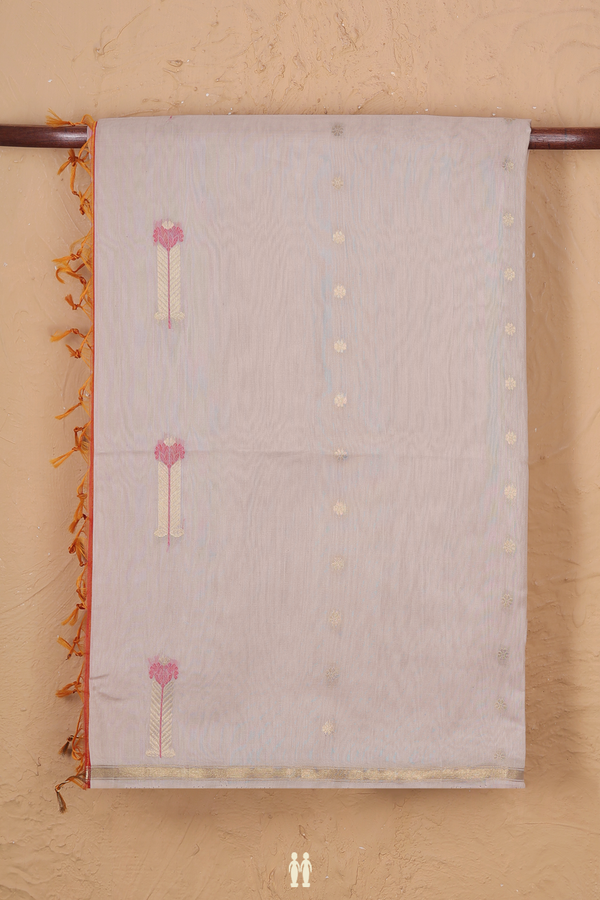 Kora Silk Cotton Saree In Cream Color With Allover Design