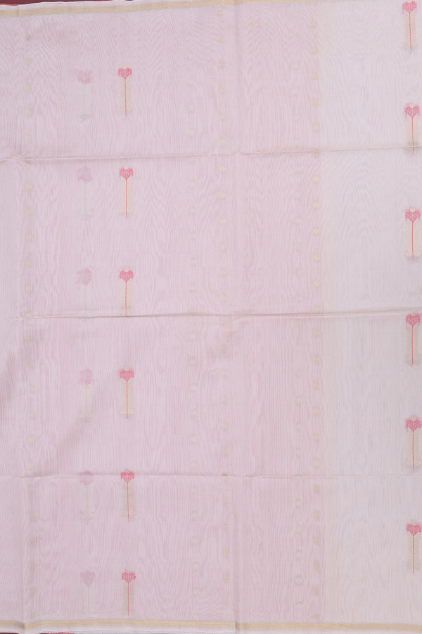 Kora Silk Cotton Saree In Cream Color With Allover Design