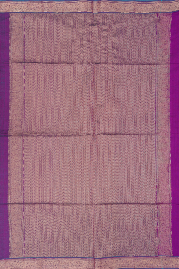 Kora Silk Cotton Saree In Grape Purple With Paisley Buttas