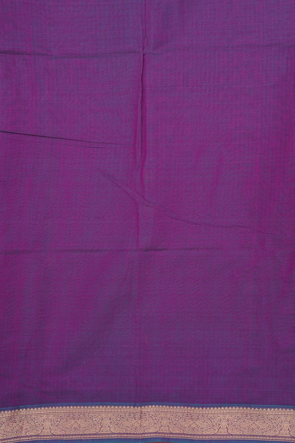 Kora Silk Cotton Saree In Grape Purple With Paisley Buttas