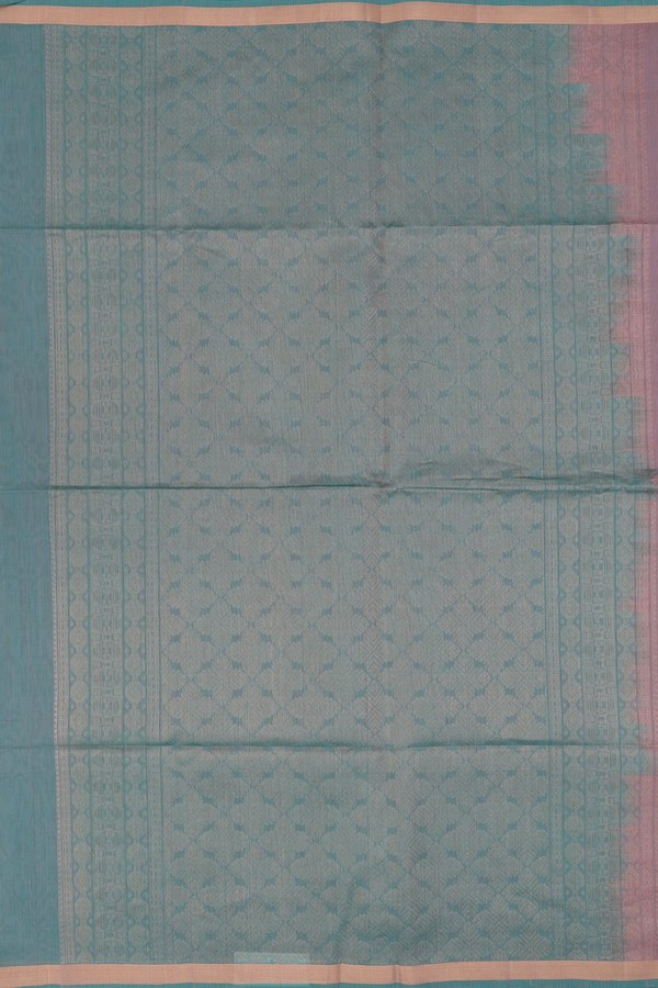 Kora Silk Cotton Saree In Rose Brown With Stripes Design