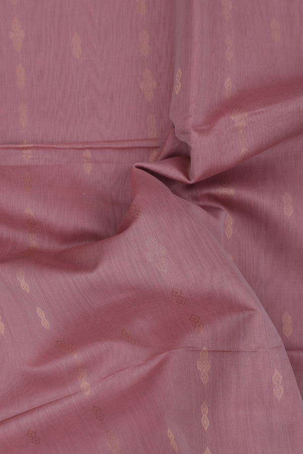 Kora Silk Cotton Saree In Rose Brown With Stripes Design