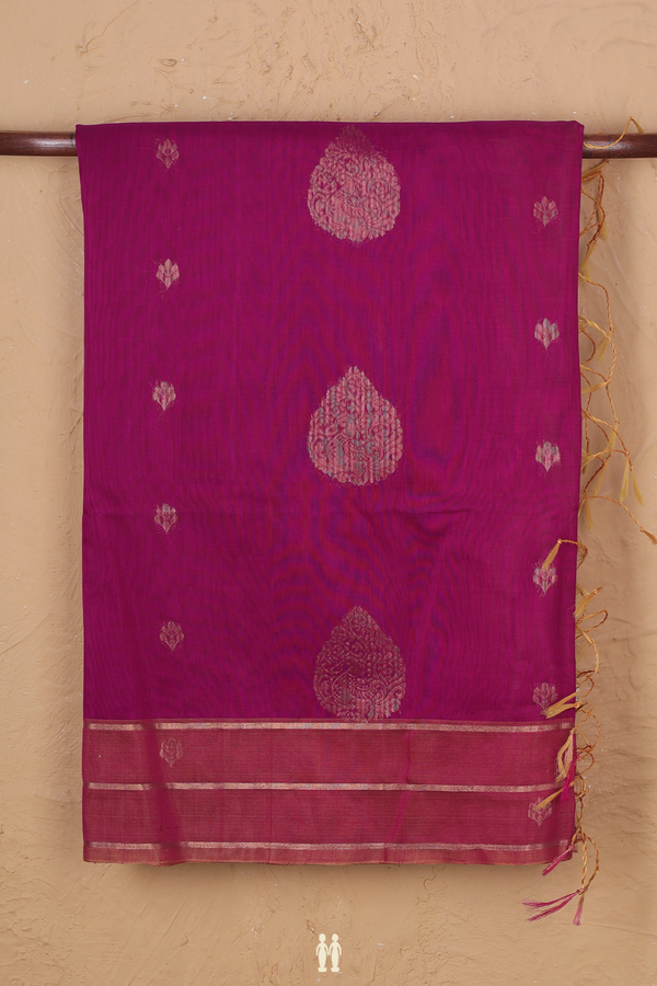 Kora Silk Cotton Saree In Purple Rose With Thilagam Design