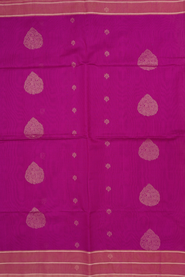 Kora Silk Cotton Saree In Purple Rose With Thilagam Design