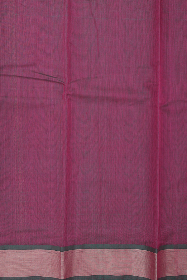 Kora Cotton Saree In Dark Pink With Contrast Border