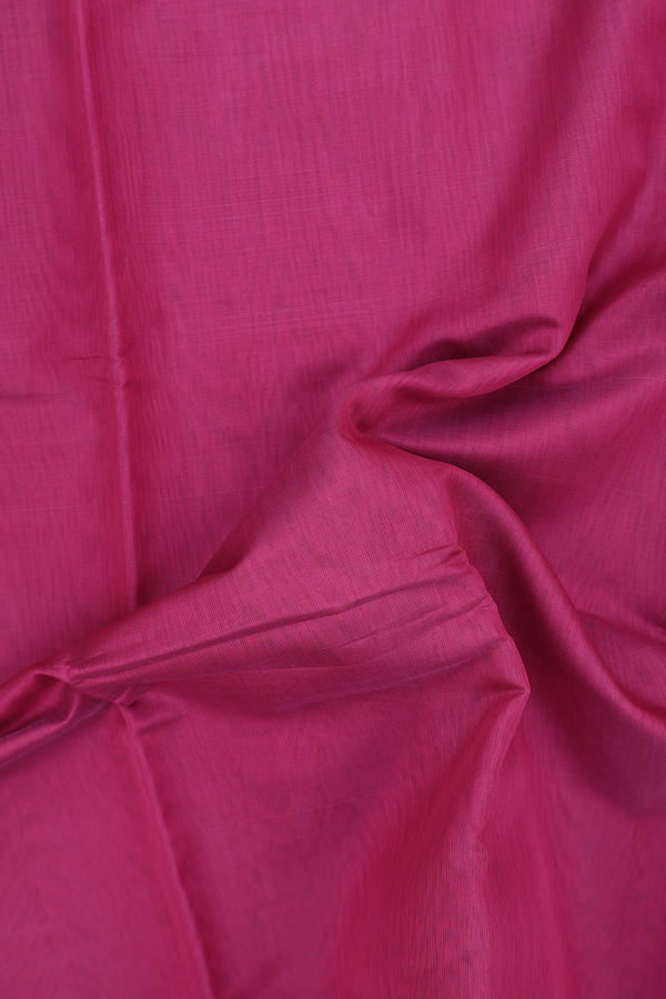 Kora Cotton Saree In Dark Pink With Contrast Border
