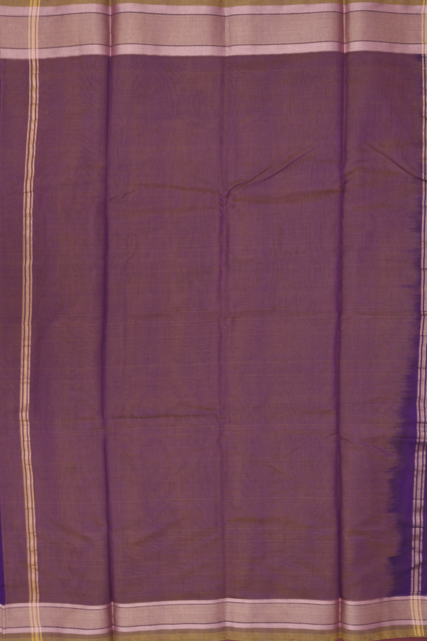 Kora Cotton Saree In Deep Purple With Contrast Border