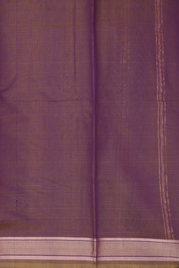 Kora Cotton Saree In Deep Purple With Contrast Border