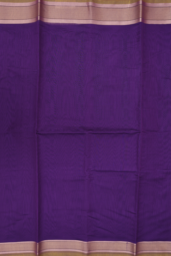 Kora Cotton Saree In Deep Purple With Contrast Border