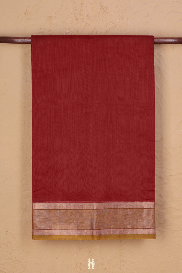 Kora Cotton Saree In Brown With Zari Border
