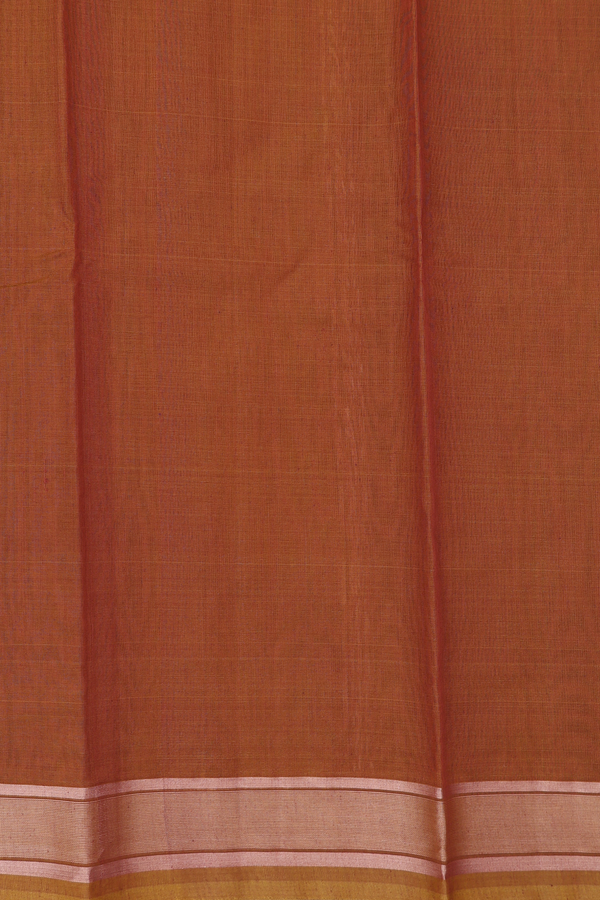 Kora Cotton Saree In Brown With Zari Border