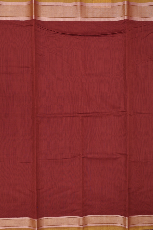 Kora Cotton Saree In Brown With Zari Border