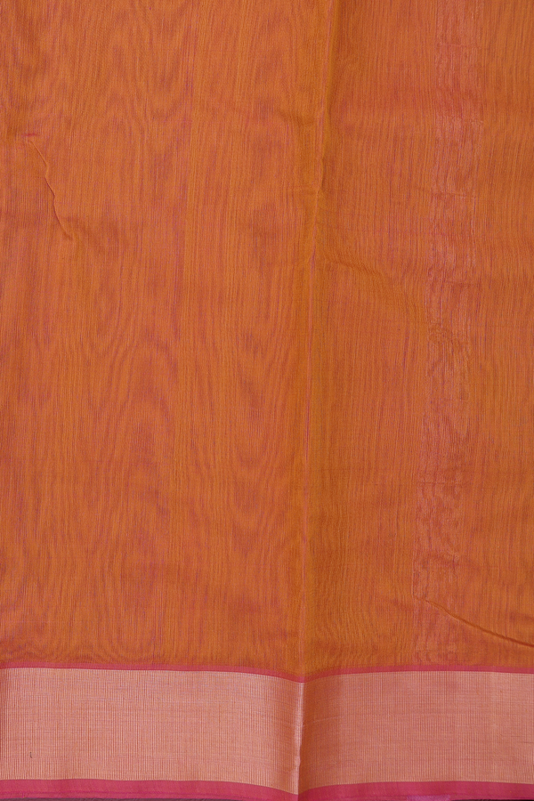 Kora Cotton Saree In Mustard Yellow With Contrast Border