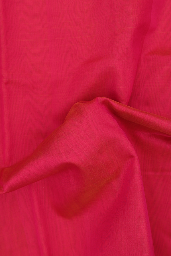 Kora Cotton Saree In Coral Pink With Contrast Border