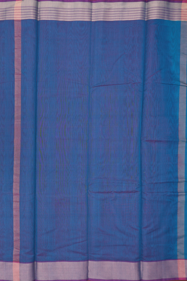 Kora Cotton Saree In Capri Blue With Zari Border