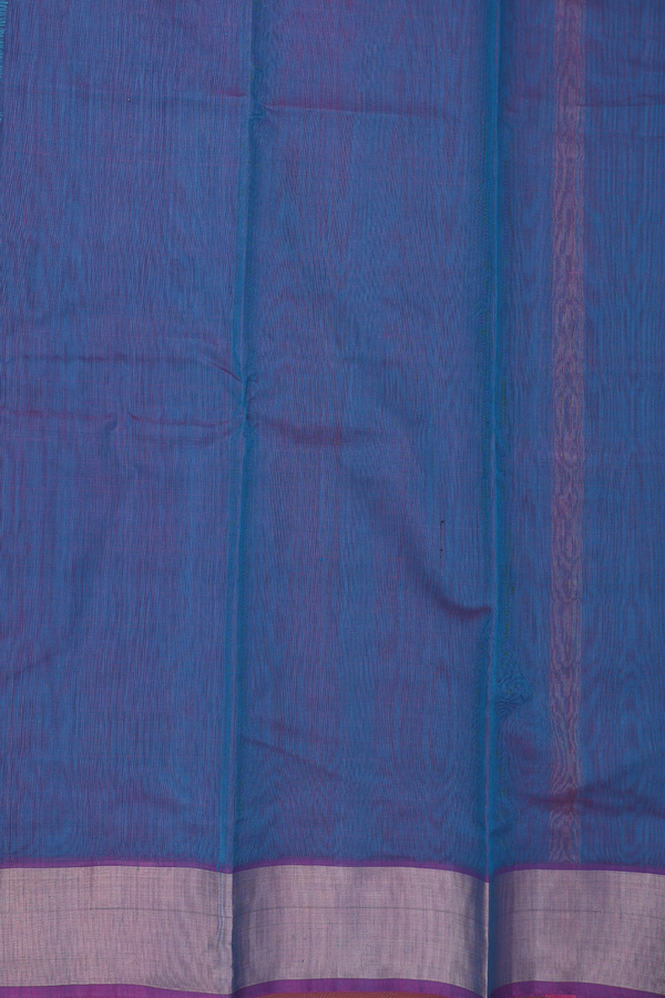 Kora Cotton Saree In Capri Blue With Zari Border