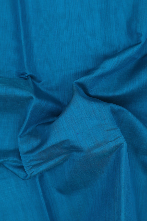 Kora Cotton Saree In Capri Blue With Zari Border