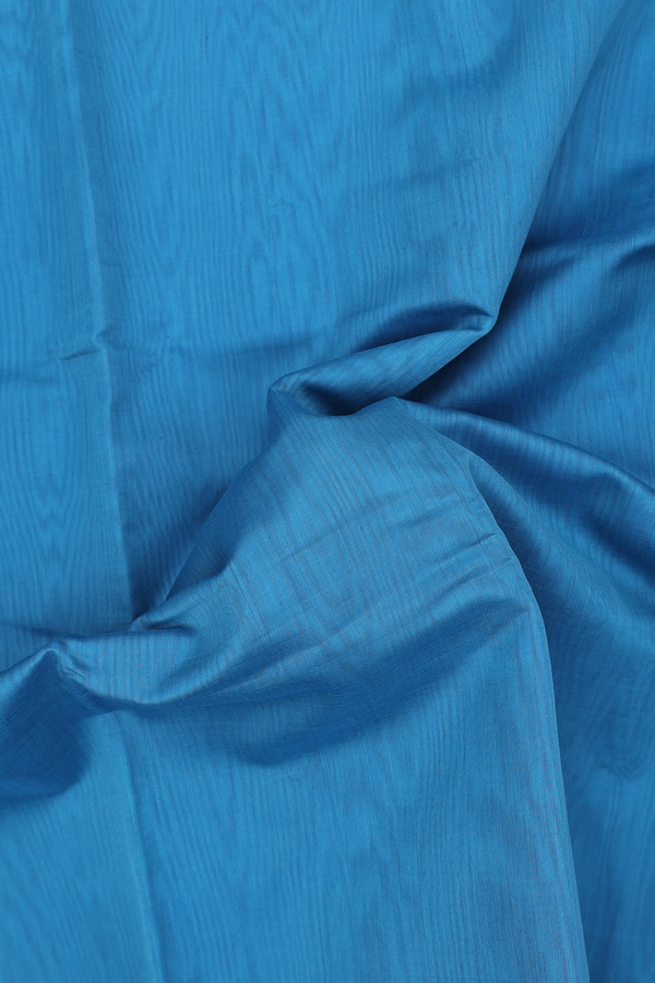 Kora Cotton Saree In Blue With Contrast Border