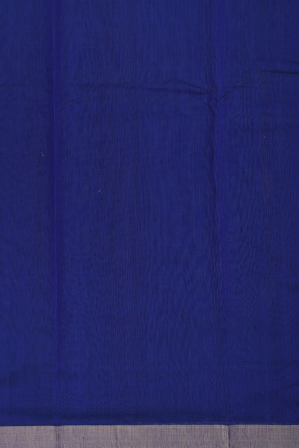 Kora Silk Cotton Saree In Royal Blue With Threadwork Buttas