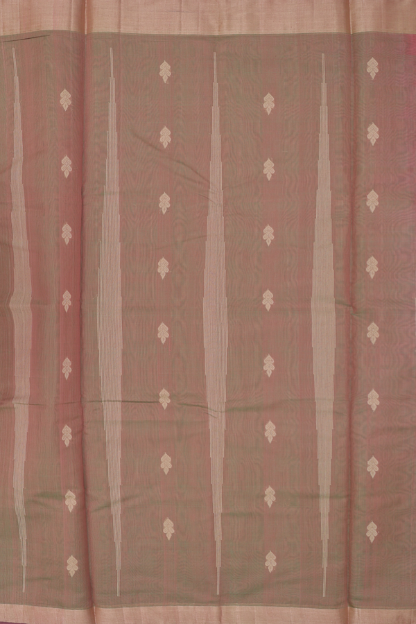Kora Silk Cotton Saree In Dusty Rose With Threadwork Buttas