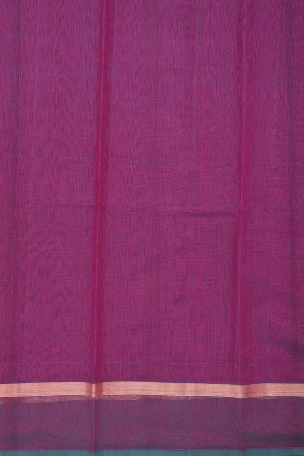 Kora Silk Cotton Saree In Dark Pink With Floral Motifs