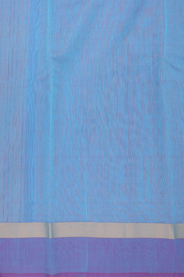 Kora Silk Cotton Saree In Light Blue With Zari Buttas