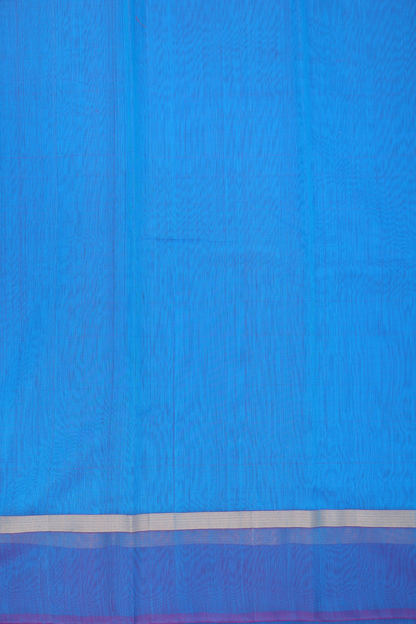 Kora Silk Cotton Saree In Sky Blue With Threadwork Buttas